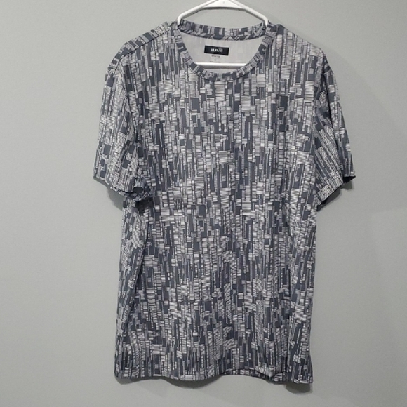 alfani shirt mens size xl x-large grey gray white all over print lines G… - Picture 1 of 5